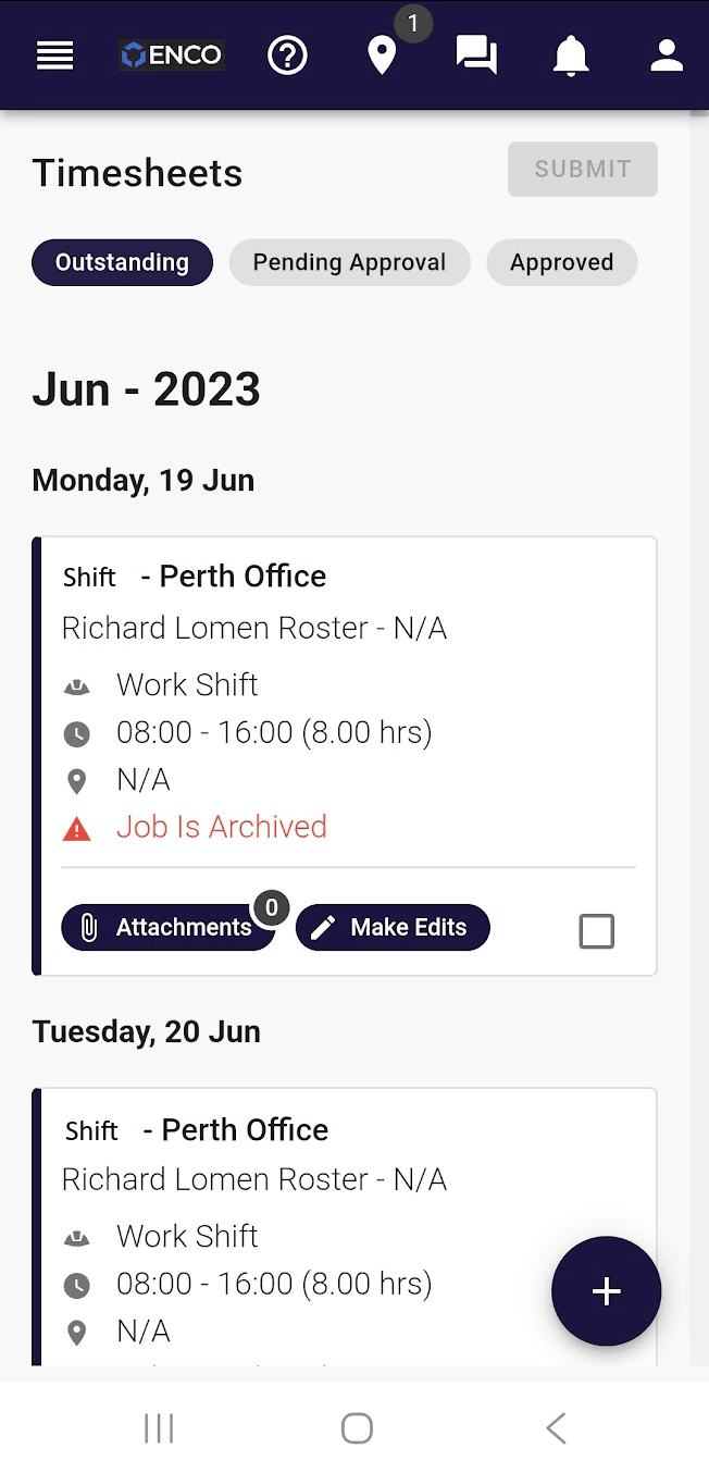 Humanz digital timesheet app for field workers