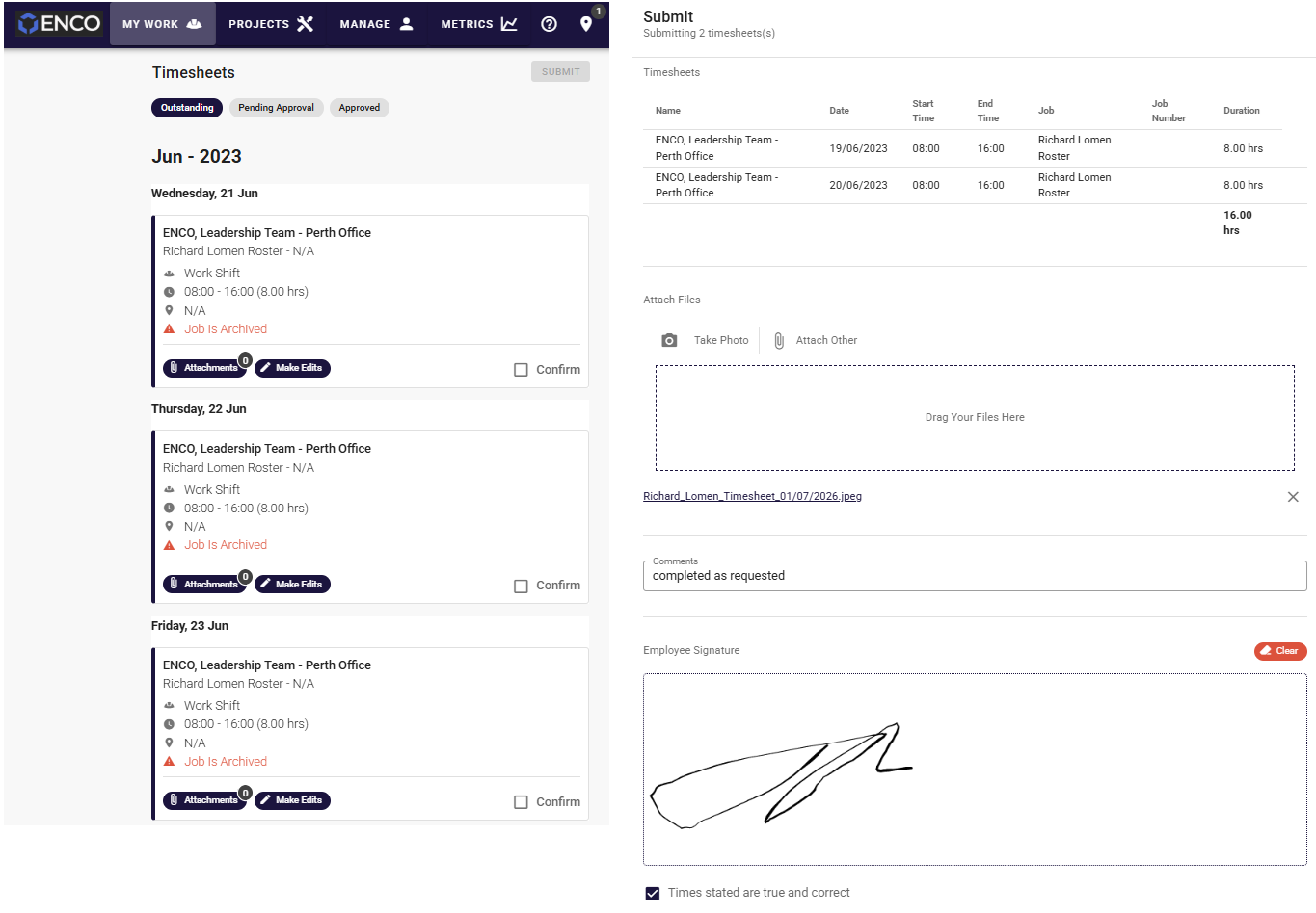 Humanz multi-site manufacturing roster view