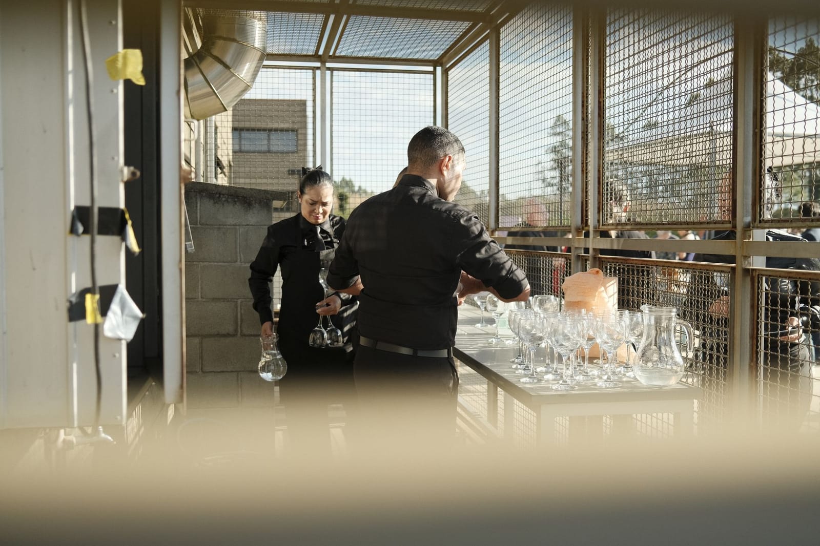 Casual hospitality and events team at work
