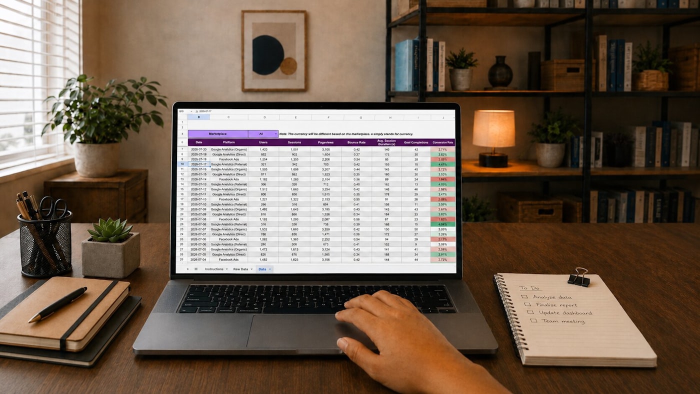 Building a staff roster template in a spreadsheet on a laptop