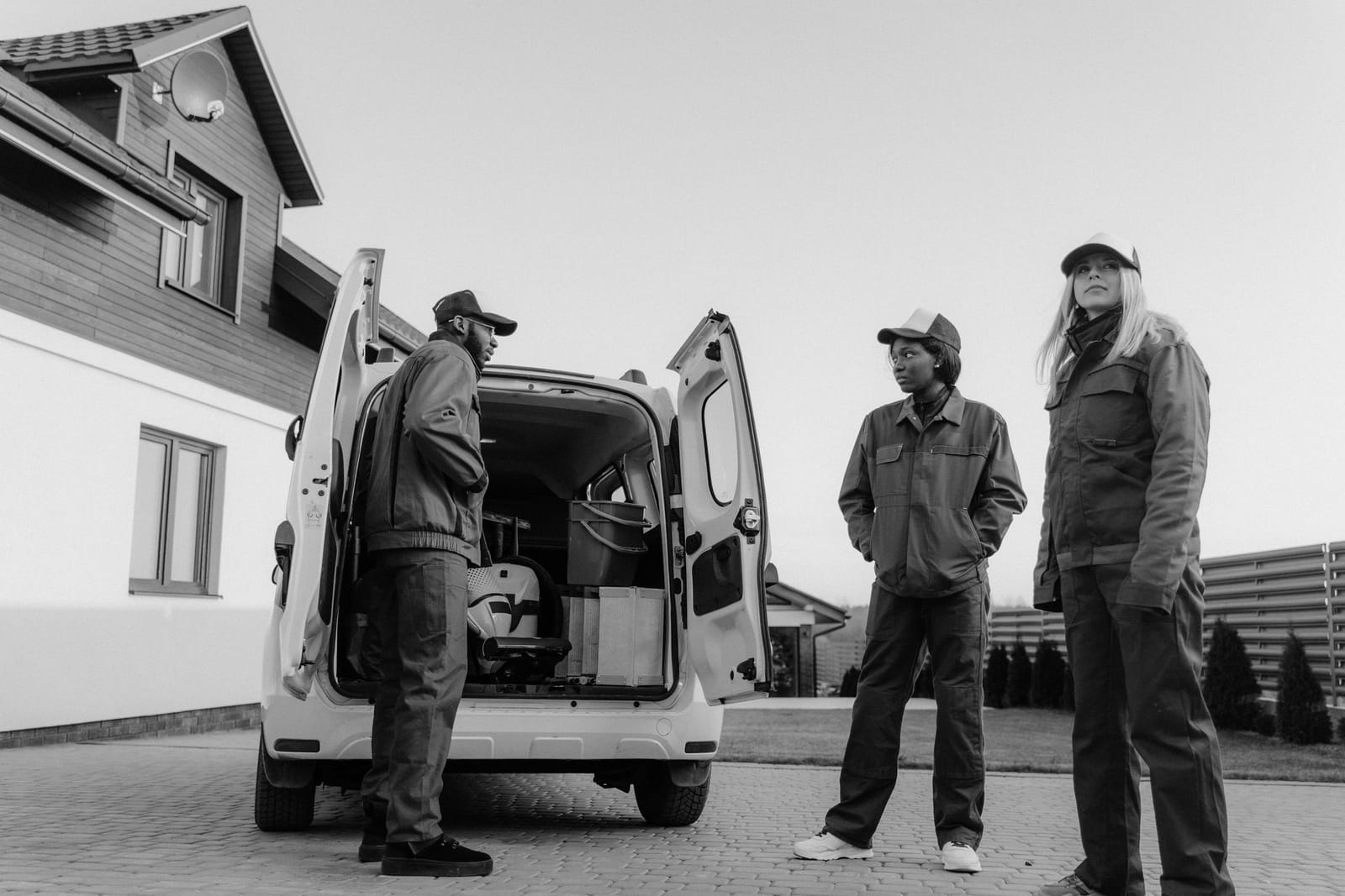 Small service business team preparing for the day