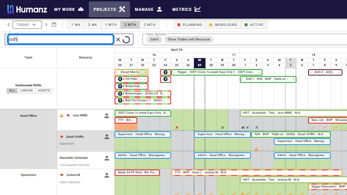 A walk through Humanz: rostering, prestarts on the phone, timesheets and compliance across a working day